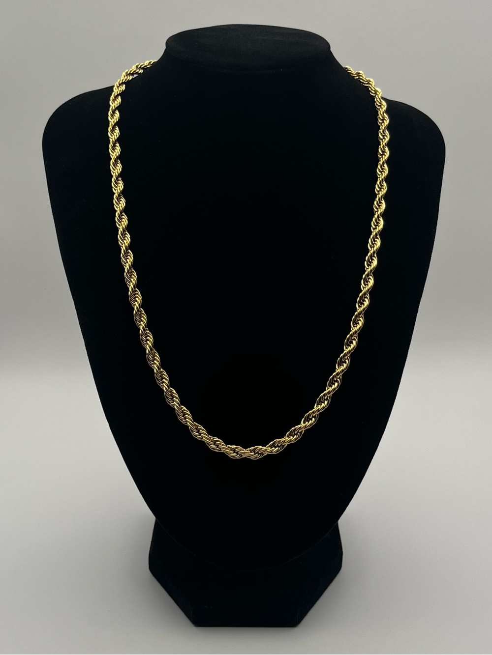 18K Gold Plated 5mm Rope Chain 20” Stainless Steel Necklace